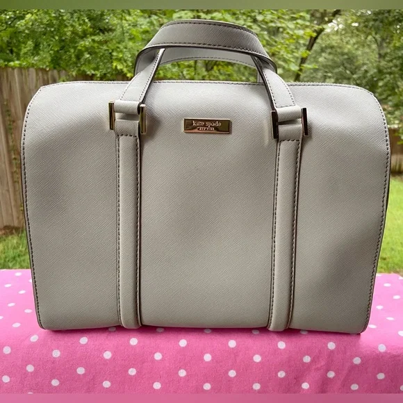 Kate Spade Light Smoke Gray Leather Structured Newbury Lane Satchel NWT - Picture 3 of 17